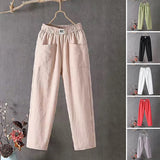 Linda™-Pantalón casual de algodón y lino con cintura elástica